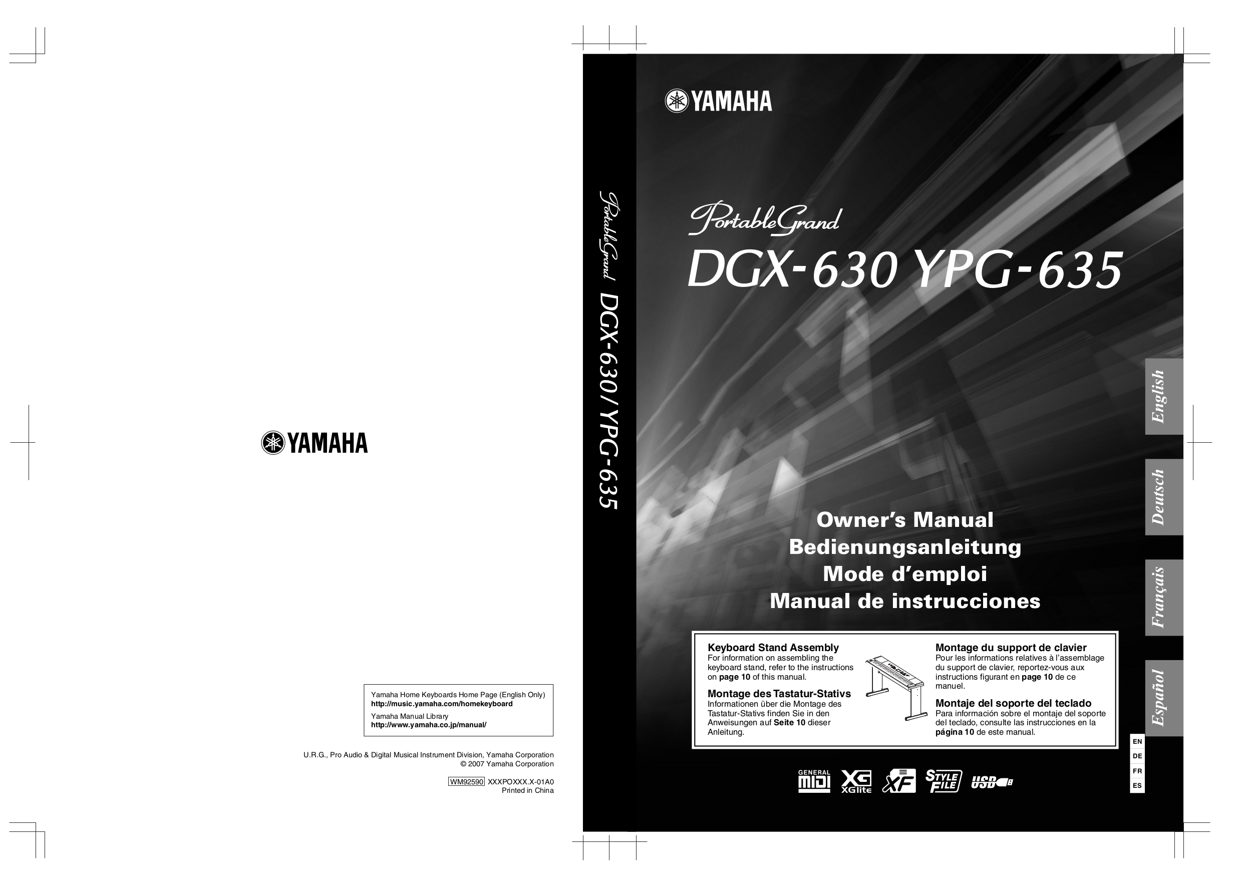 PDF manual for Yamaha Music Keyboard DGX-630