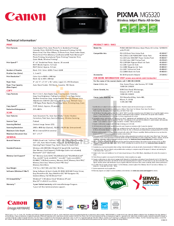 PDF manual for Canon Multifunction Printer PIXMA MG5320