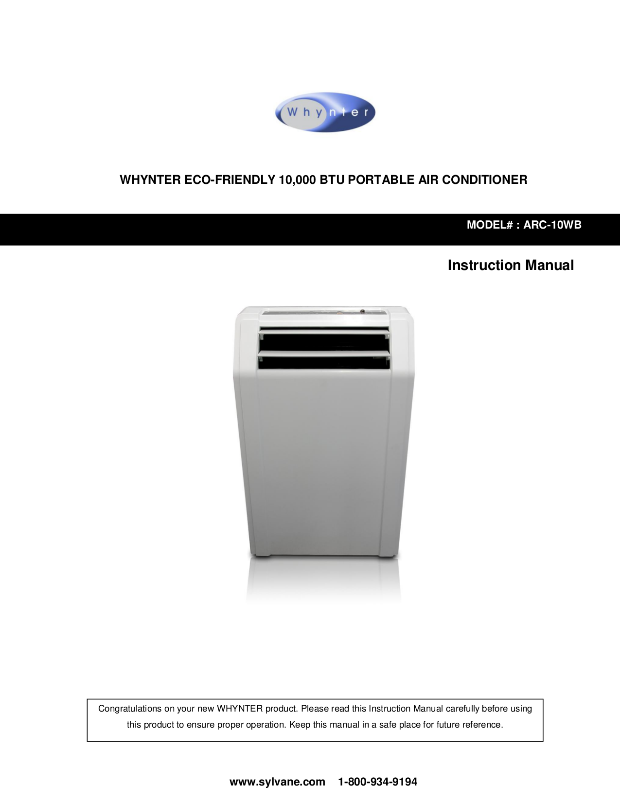 Download free pdf for Whynter ARC14S Air Conditioner manual