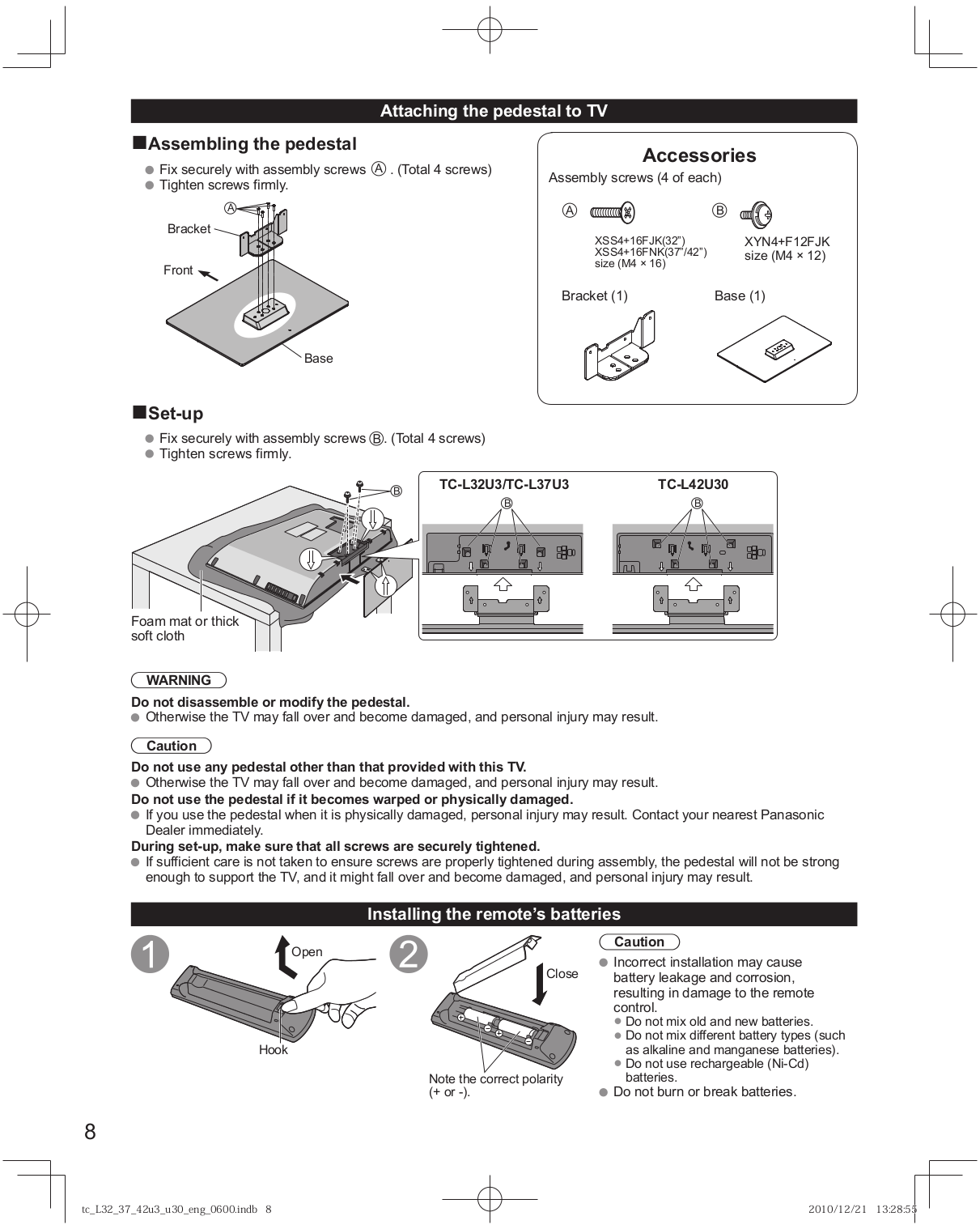 PDF manual for Panasonic TV Viera TC-P50S2