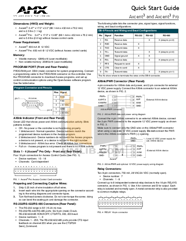 Download free pdf for Amx AxLink 485 Bus Controllers Other manual