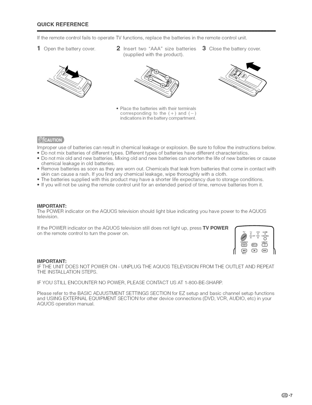 PDF manual for Sharp TV AQUOS LC37D7U