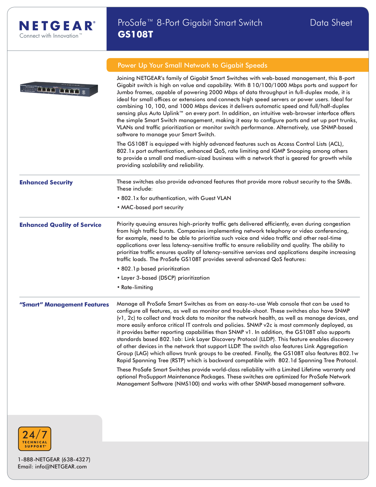 Download free pdf for Netgear ProSafe GS108 Switch manual