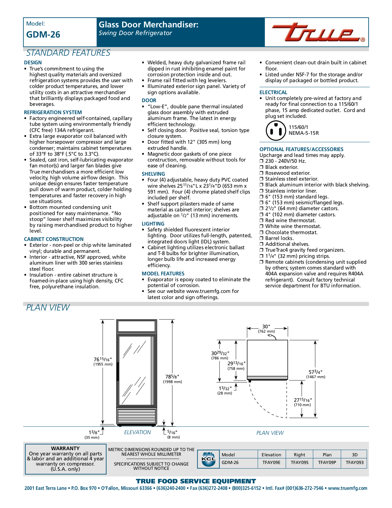PDF manual for True Refrigerator GDM-26