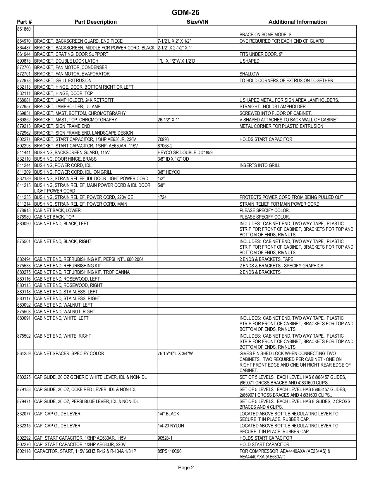 PDF manual for True Refrigerator GDM-26