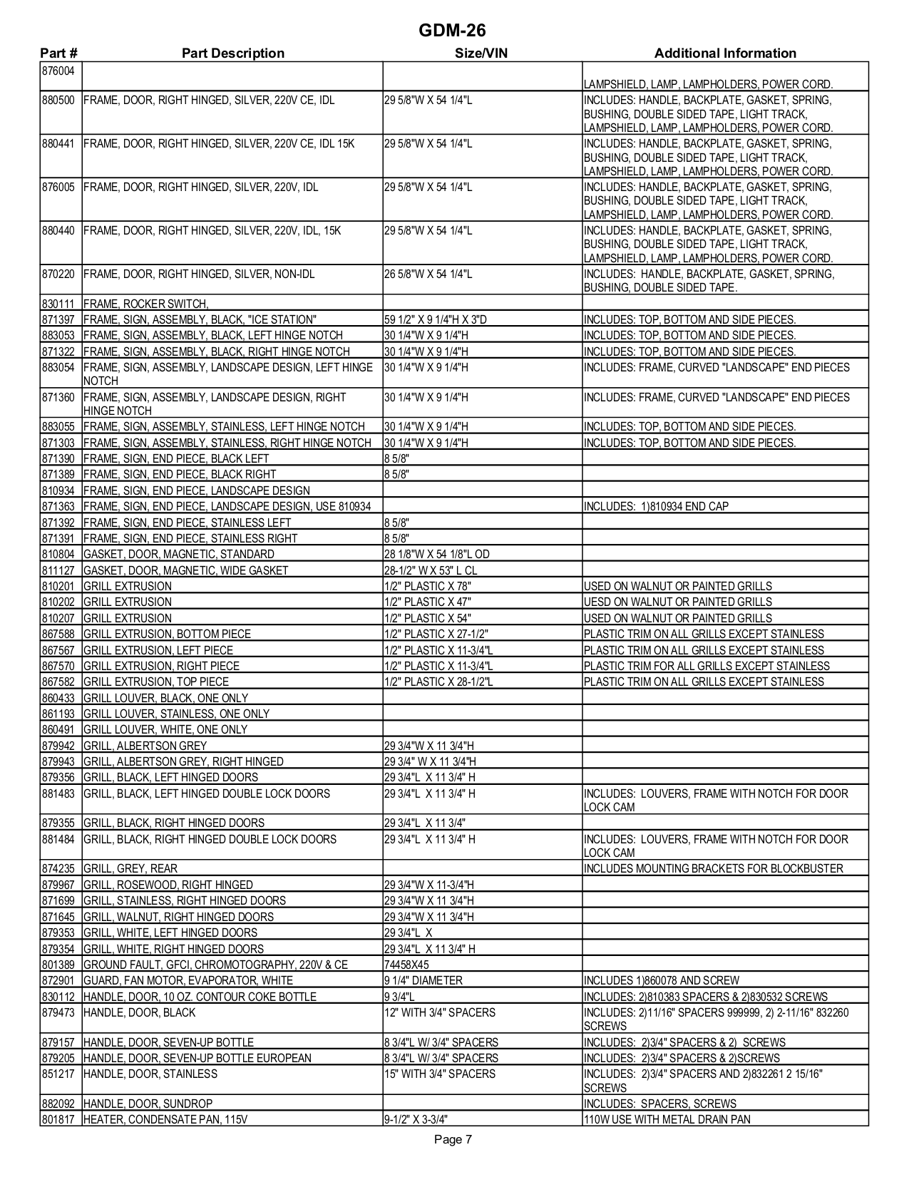 PDF manual for True Refrigerator GDM-26