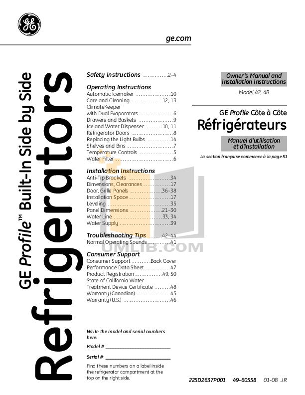 Ge Profile Refrigerator Manual