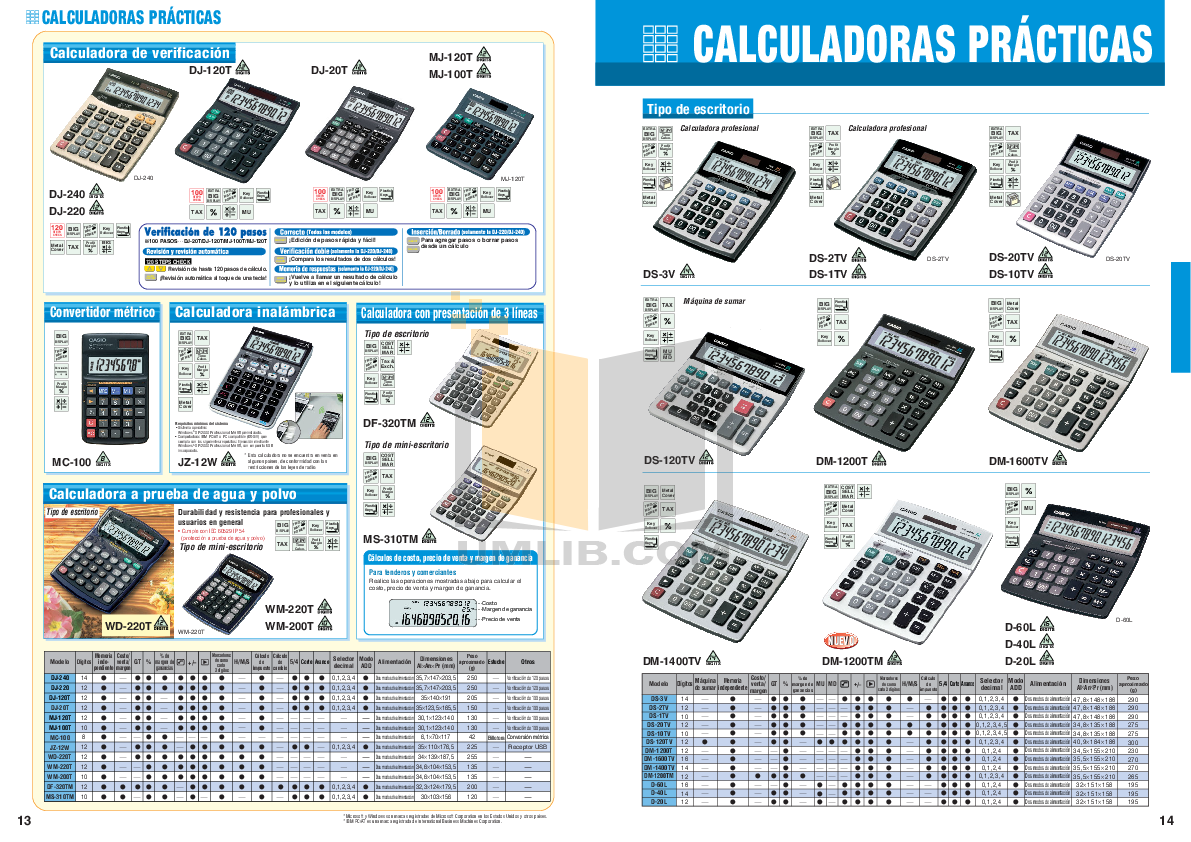 PDF manual for Casio Calculator DR270TM