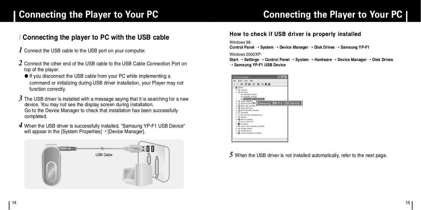 PDF manual for Samsung MP3 Player yePP YPF1