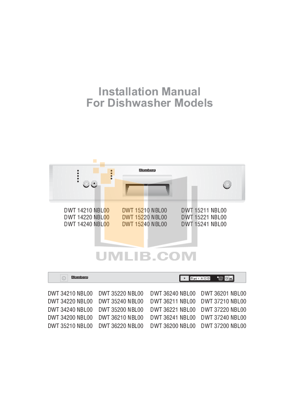 PDF manual for Blomberg Dishwasher DWT36241