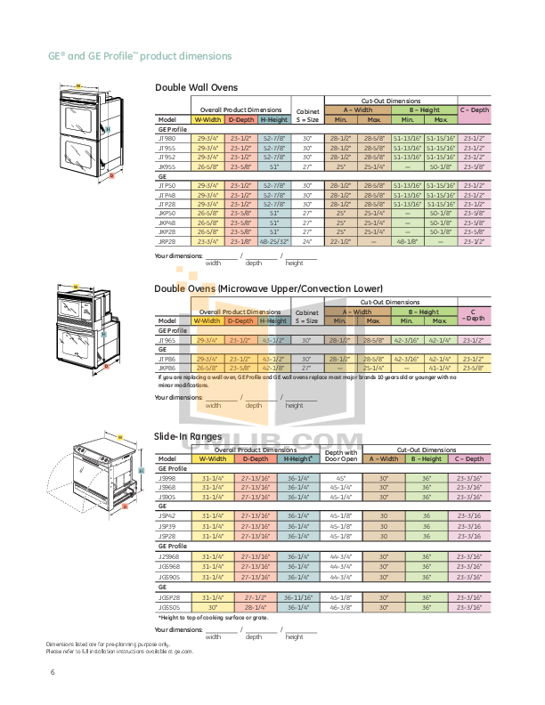 PDF manual for GE Range Profile JGP963