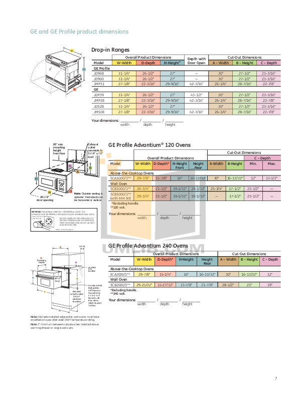 PDF manual for GE Range Profile JGP963