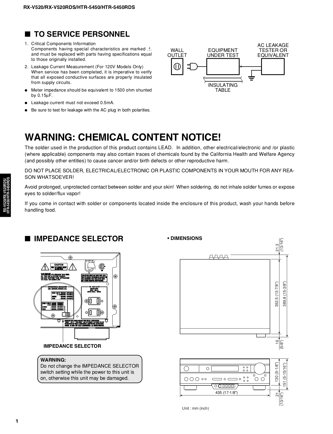 PDF manual for Yamaha Receiver RX-V520