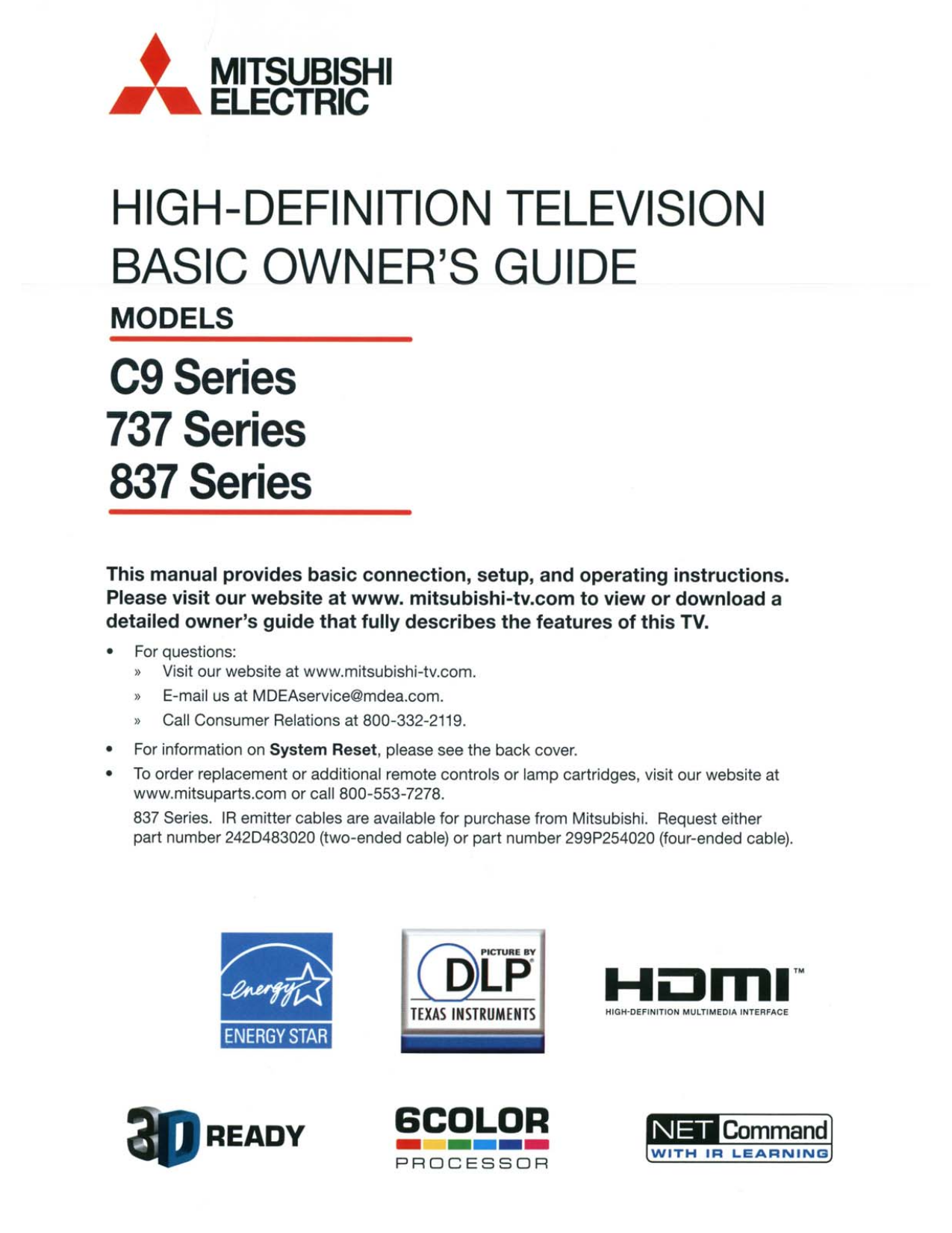 Download free pdf for Mitsubishi WD-73737 TV manual