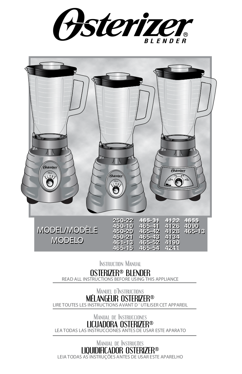 PDF manual for Oster Blender 4126