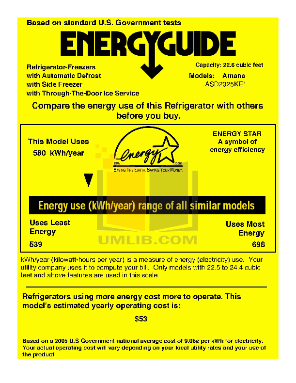 Download free pdf for Amana ASD2325KE Refrigerator manual