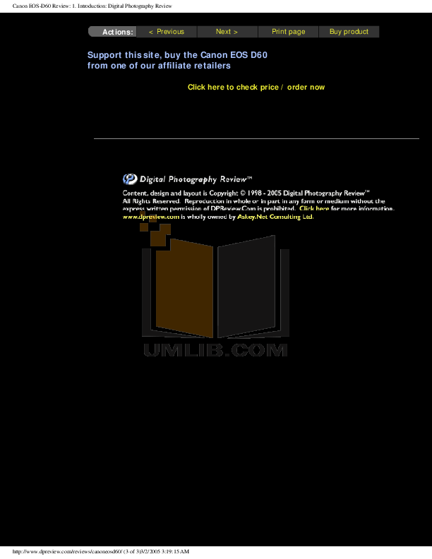 PDF manual for Canon Digital Camera EOS D60