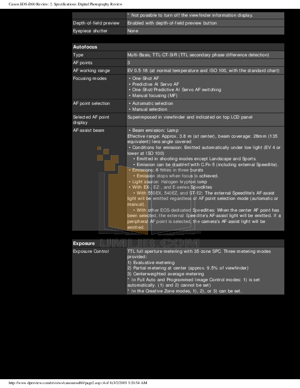 PDF manual for Canon Digital Camera EOS D60