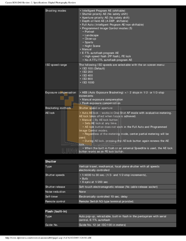 PDF manual for Canon Digital Camera EOS D60