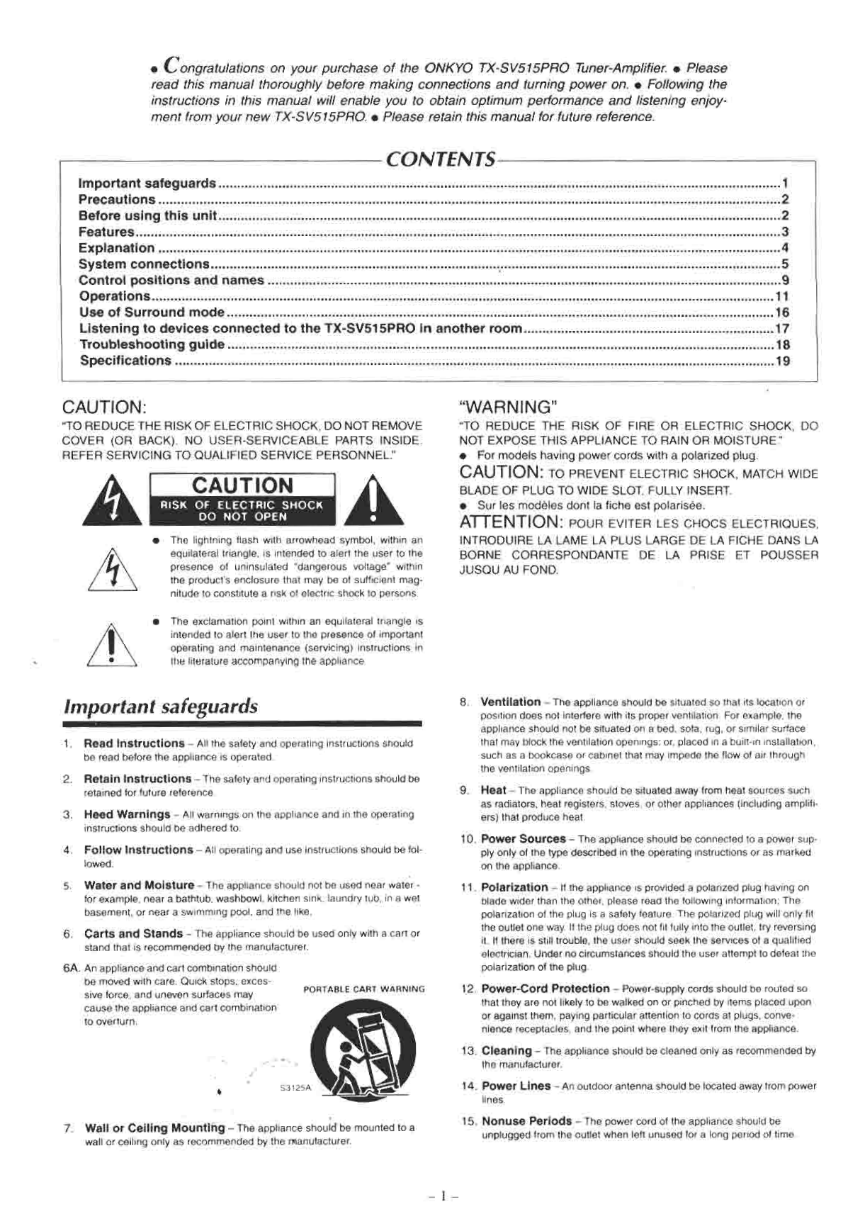 PDF manual for Onkyo Receiver TX-SV515PRO