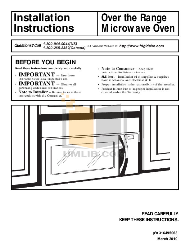 Download Free Pdf For Frigidaire Gallery Fgmv153cl Microwave Manual