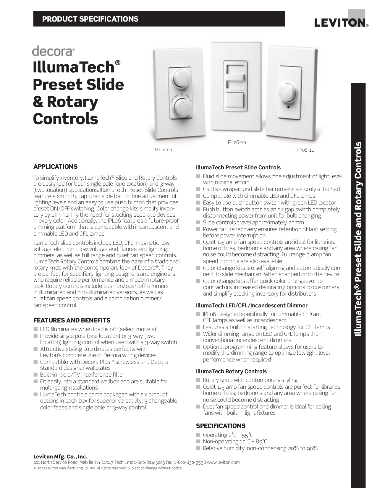 Download free pdf for Leviton Illumatech IPX067 Dimmers Other manual