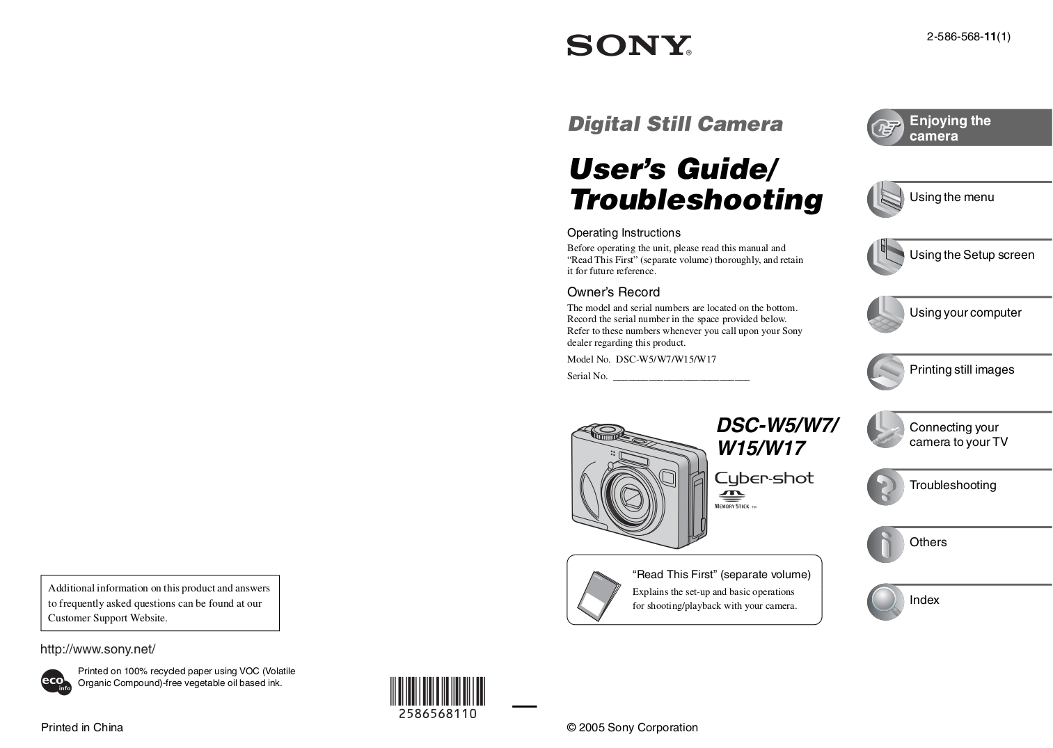 Download free pdf for Sony Cybershot,Cybershot DSCW7 Digital Camera