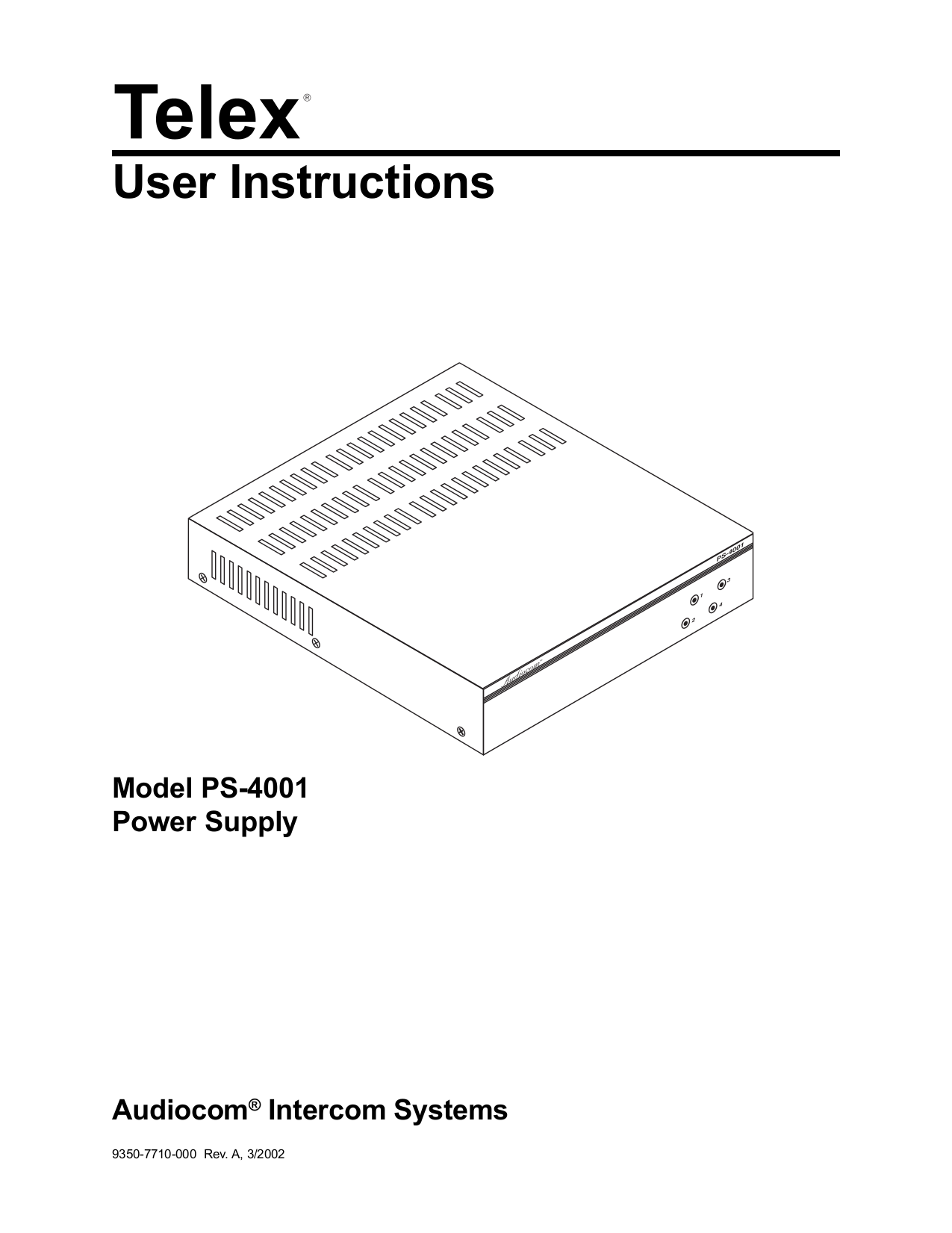 pdf for Telex Other PS-4001 Power Supply manual