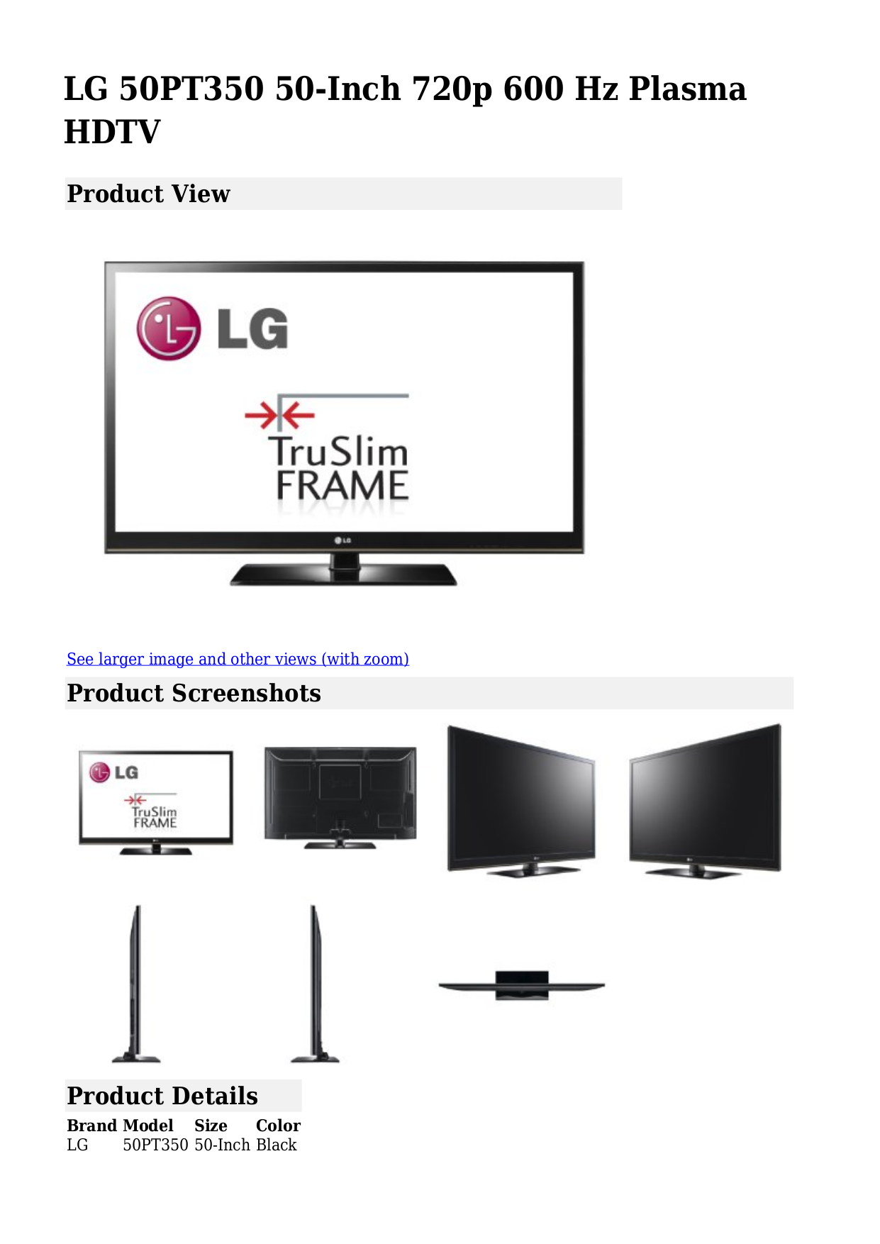 Download free pdf for LG 50PT350 TV manual