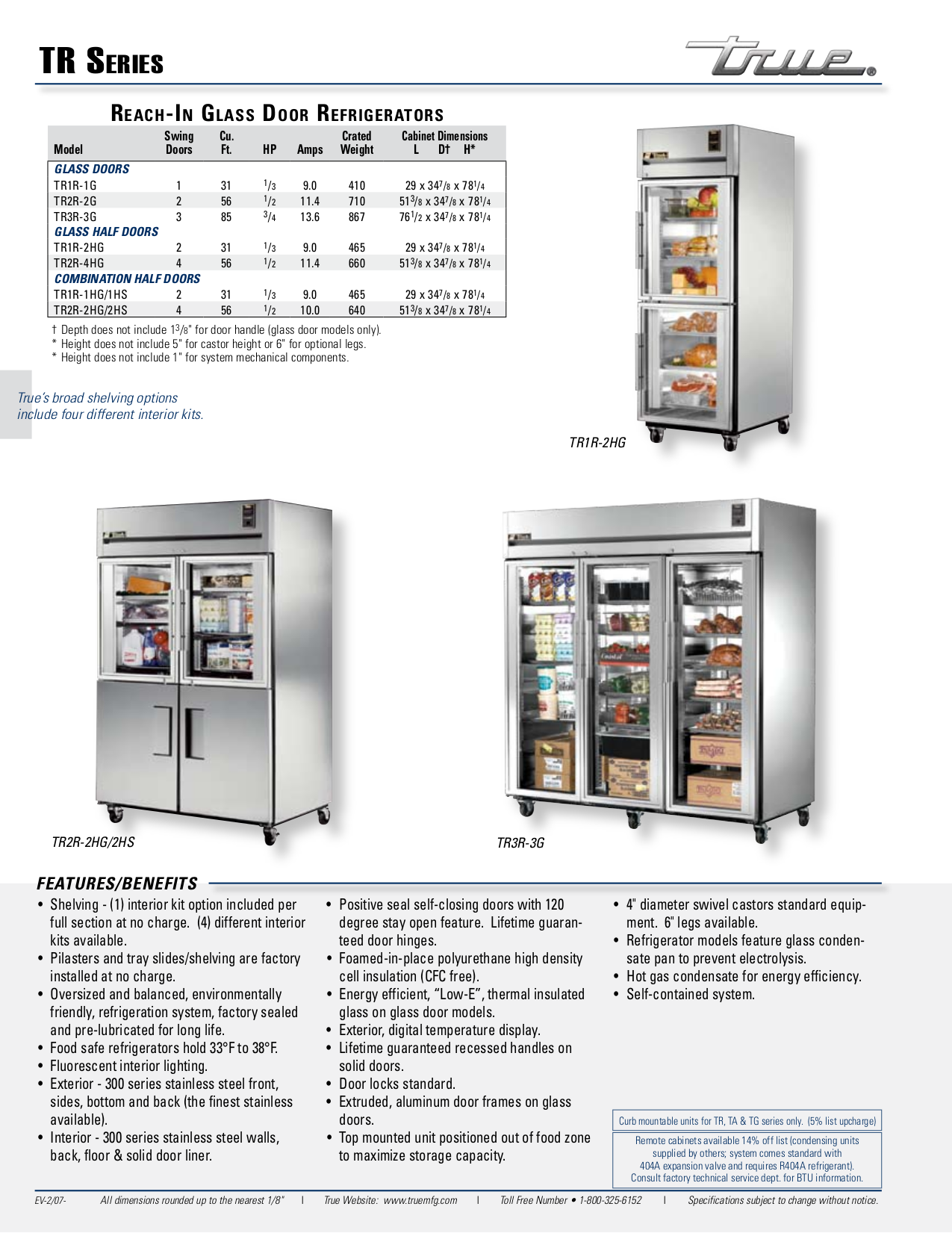 pdf for True Refrigerator TR2R-2G manual