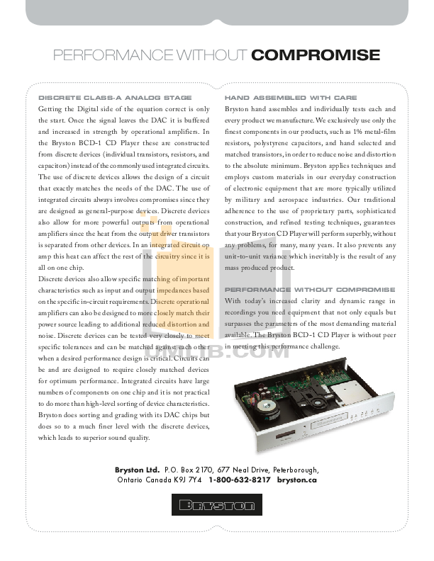 PDF manual for Bryston Amp C Series BP26