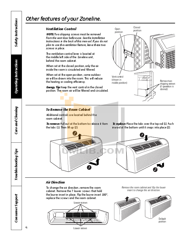 PDF manual for GE Air Conditioner Zoneline AZ41E12DAC