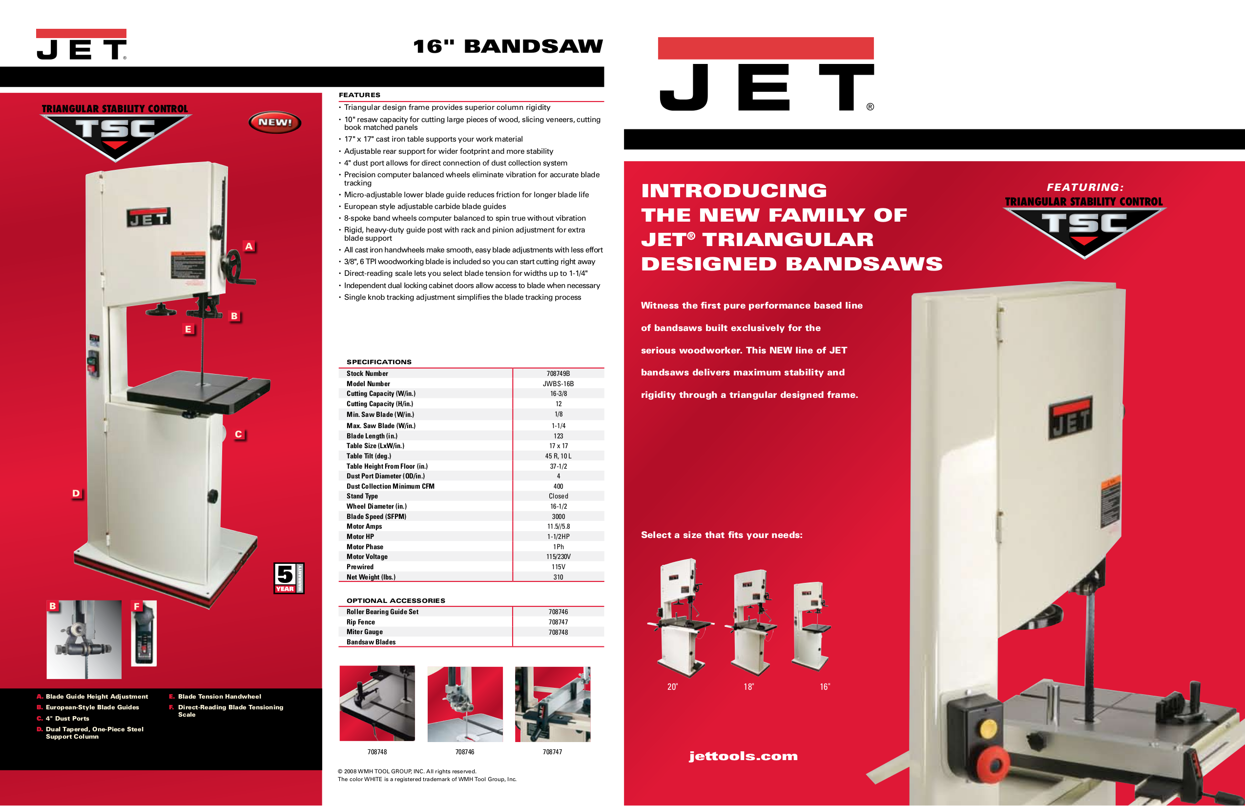 PDF manual for Jet Other JWBS18QT3 Bandsaw