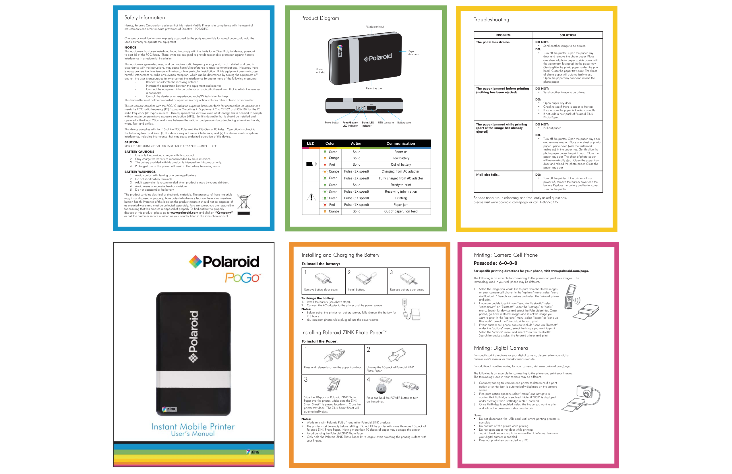 Download free pdf for Polaroid PoGo CZA-10011 Printer manual