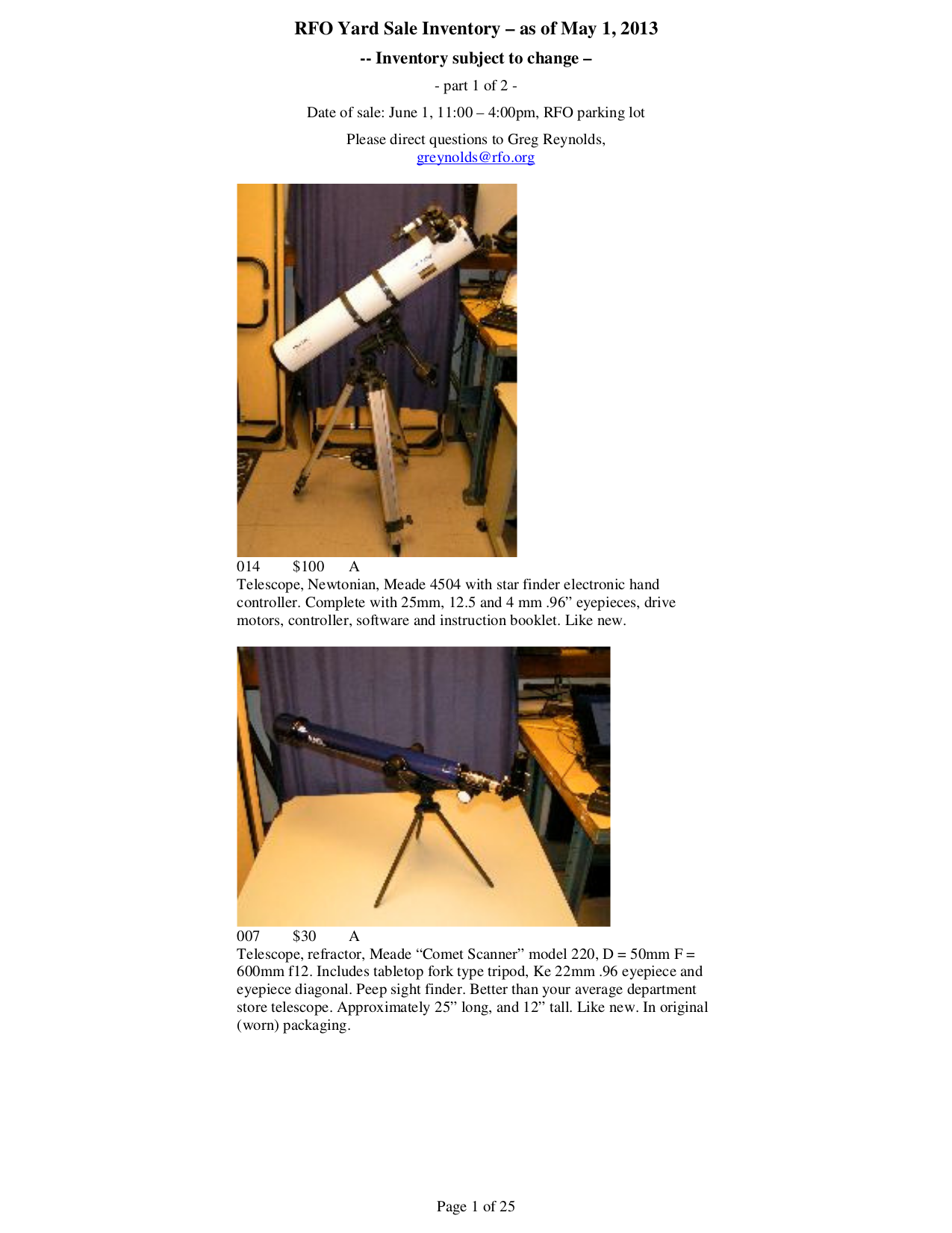 Download free pdf for Meade 4504 Telescope manual