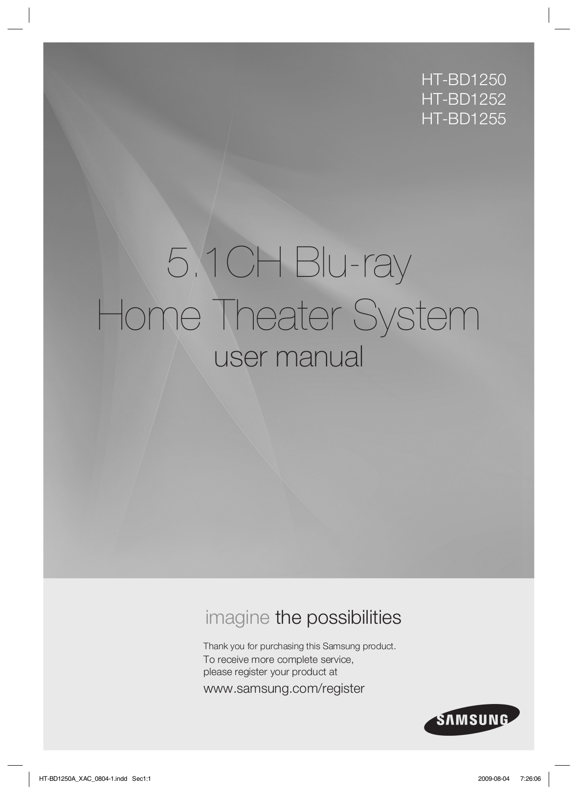 Download free pdf for Samsung HT-BD1250 Home Theater manual