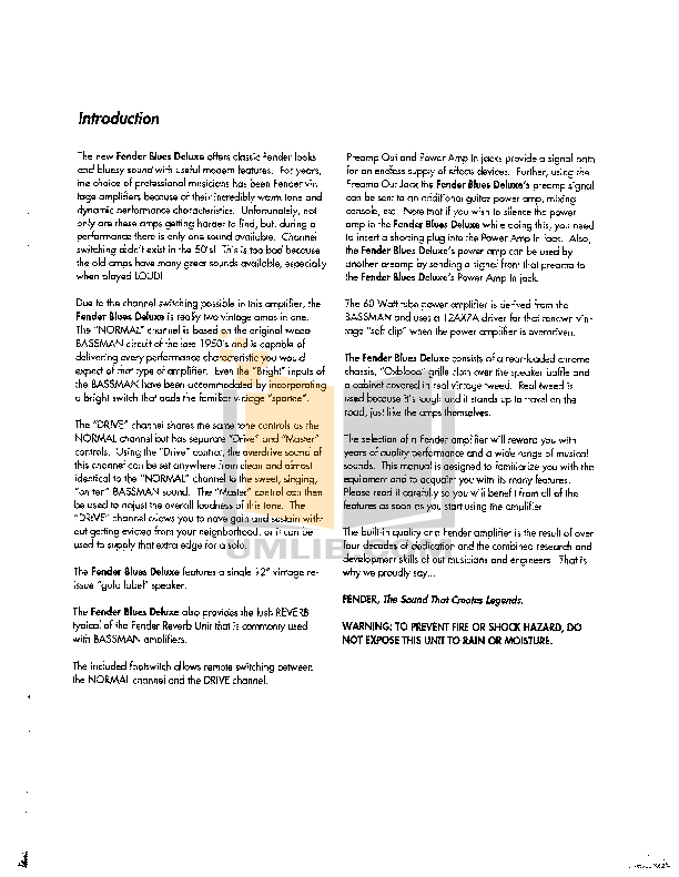 PDF manual for Fender Amp Blues Deluxe Reissue
