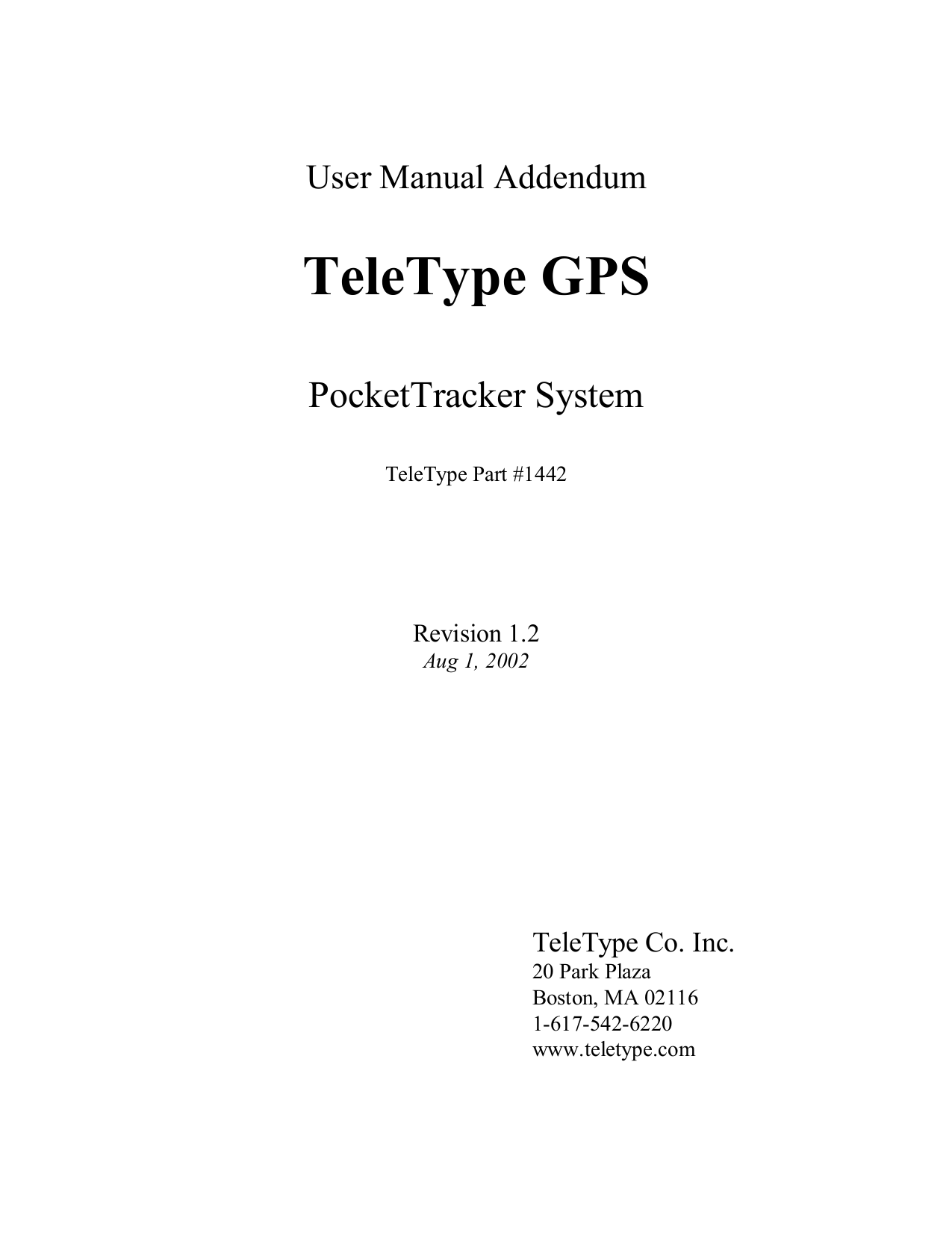 pdf for Teletype Other 1442 PocketTracker System manual