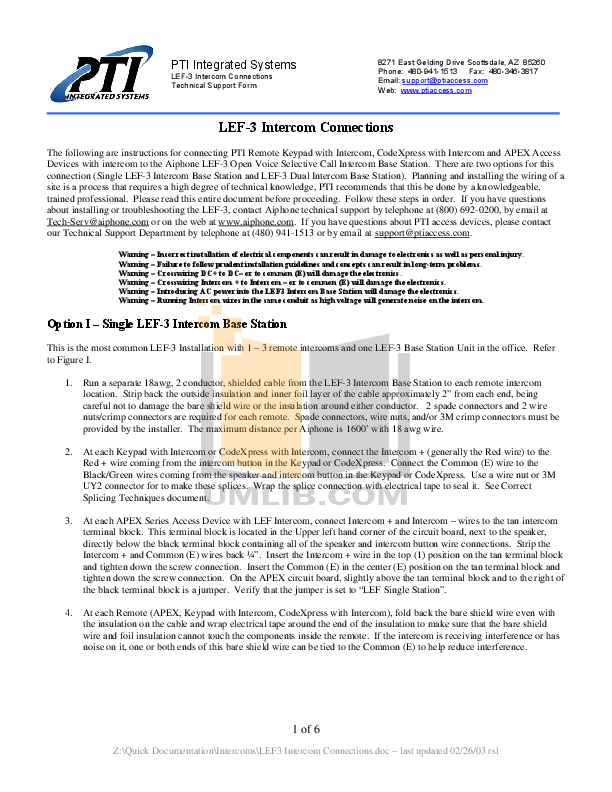 Download free pdf for Aiphone LEF3L Other manual