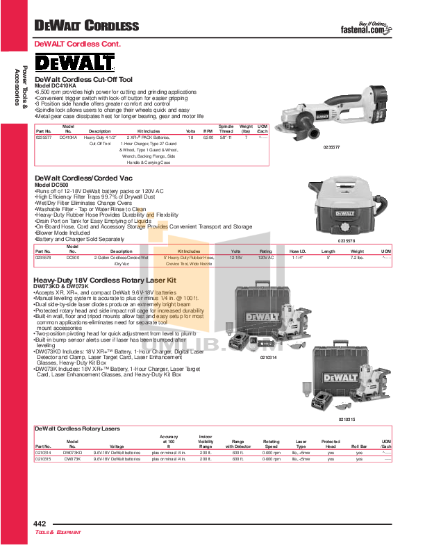 PDF manual for Dewalt Vacuum DC500