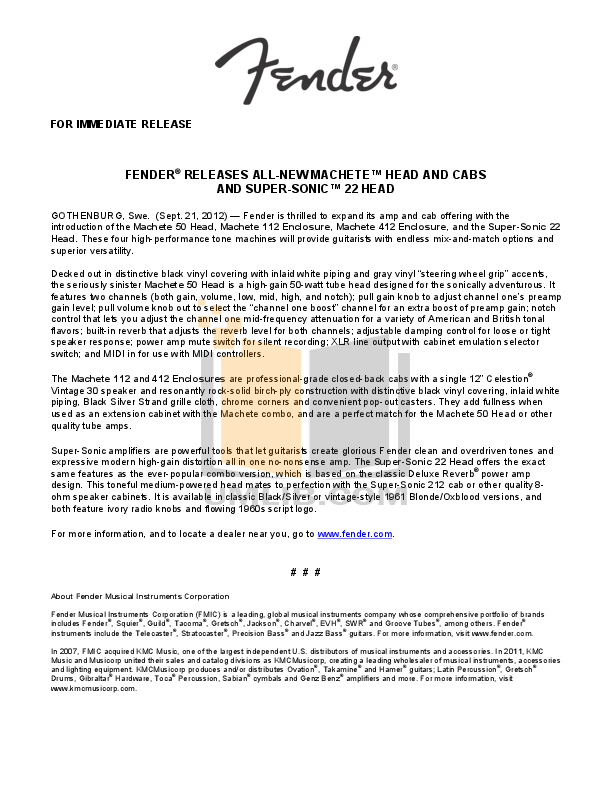 Download free pdf for Fender Super Sonic 112 Amp manual