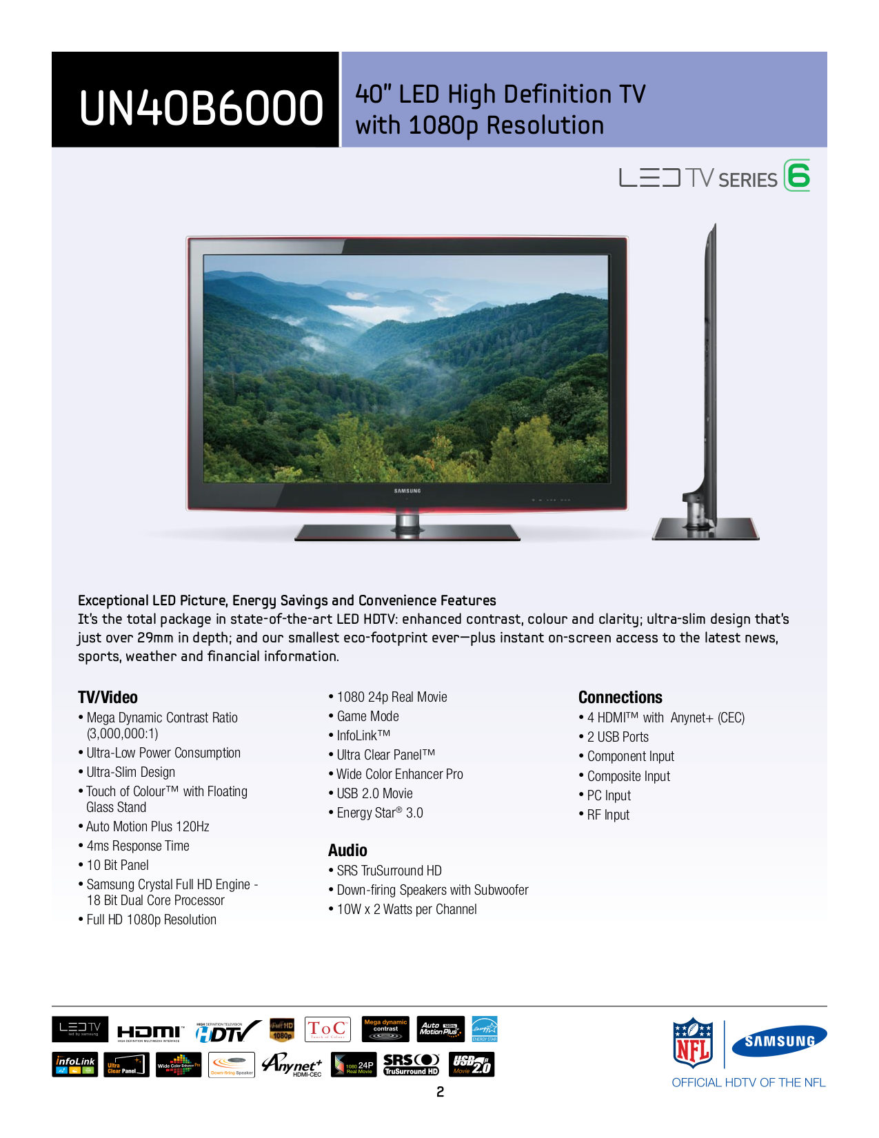 Download free pdf for Samsung UN40B6000 TV manual