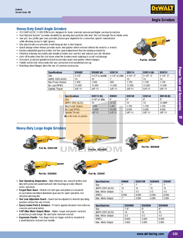 PDF manual for Dewalt Other DW880 Large Angle Grinder