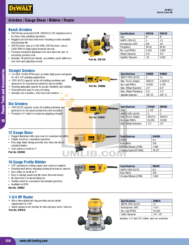 PDF manual for Dewalt Other DW880 Large Angle Grinder