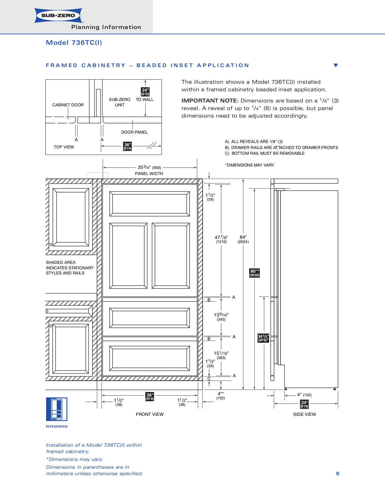 PDF manual for Wolf Refrigerator SubZero 736TCI