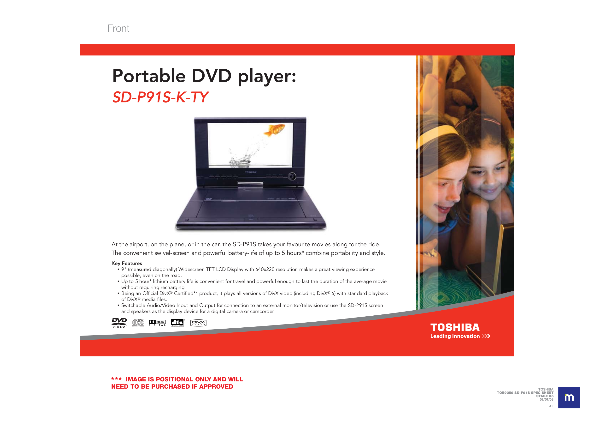 Download free pdf for Toshiba SDP91S Portable DVD Player manual
