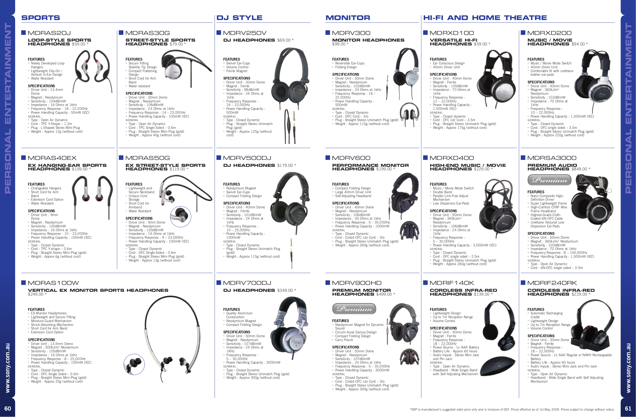 PDF manual for Sony Headphone MDRQ68LW