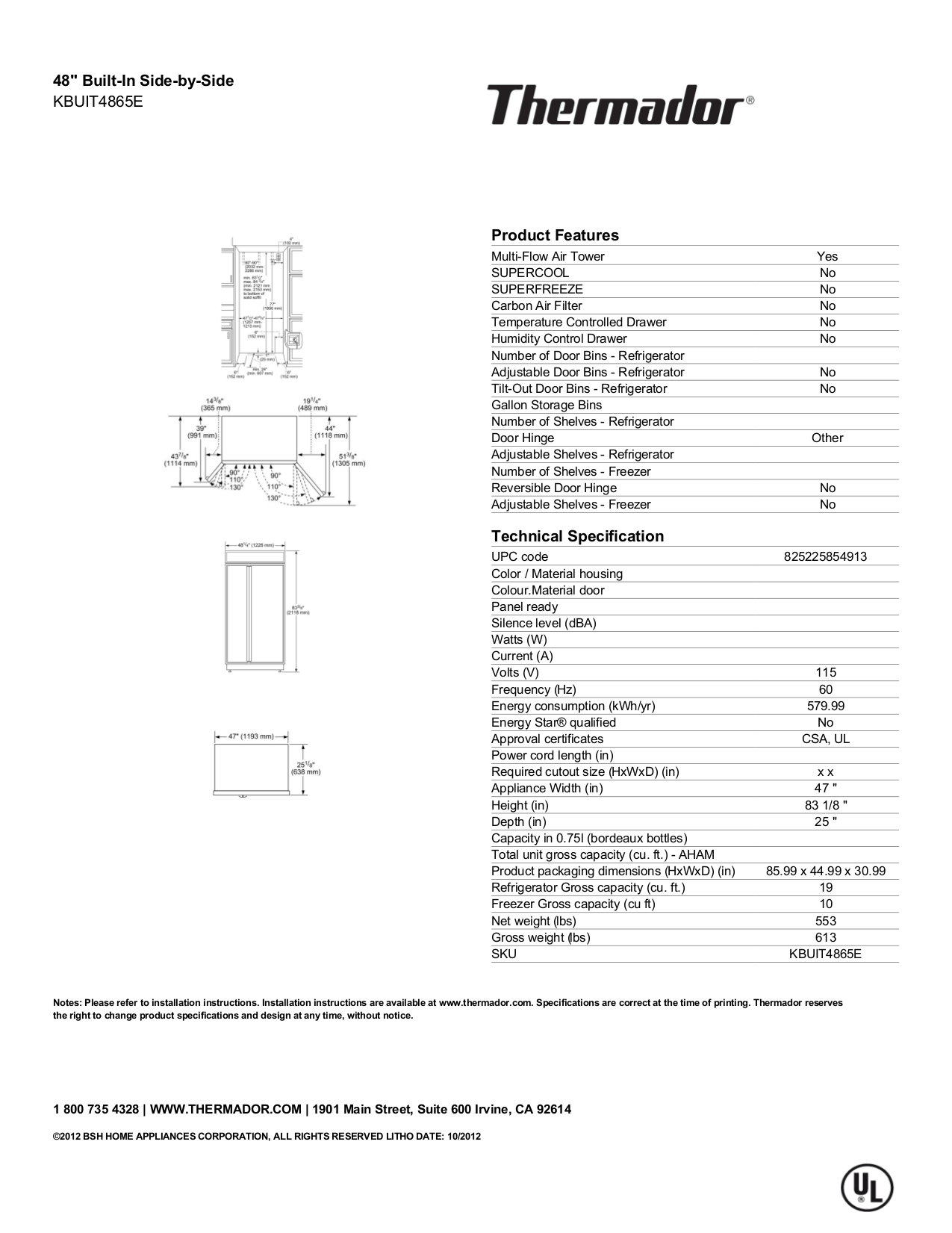 Thermador Refrigerator Service Manual