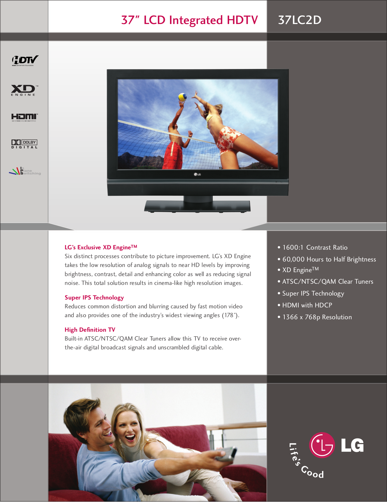 Download free pdf for LG 37LC2D TV manual