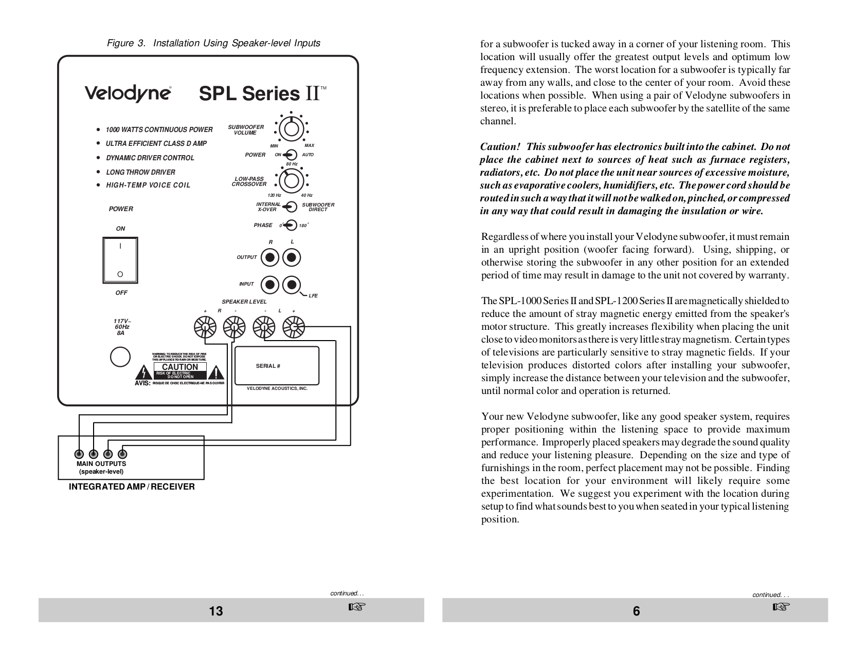 PDF manual for Velodyne Subwoofer SPL1000